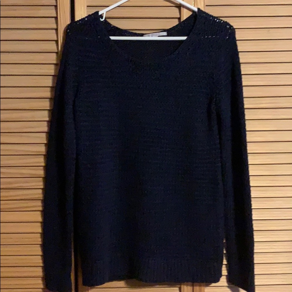 Knit, navy blue sweater.